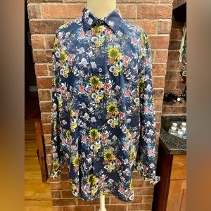 Robert Graham navy floral skull button down